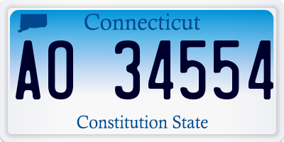CT license plate AO34554
