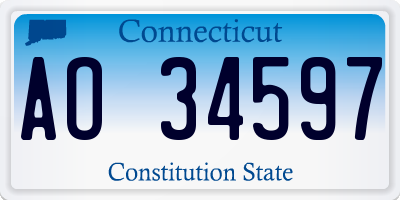 CT license plate AO34597