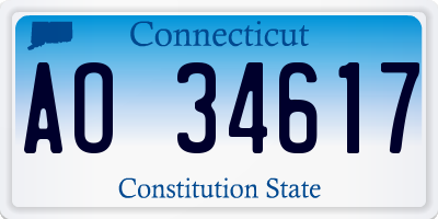 CT license plate AO34617