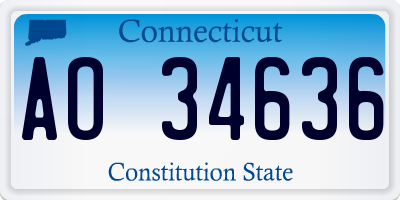 CT license plate AO34636