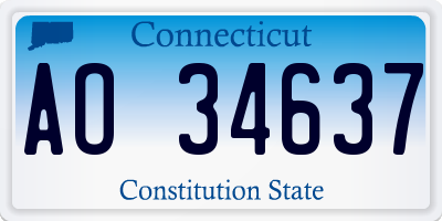 CT license plate AO34637