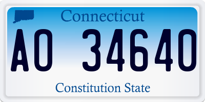 CT license plate AO34640