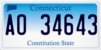 CT license plate AO34643