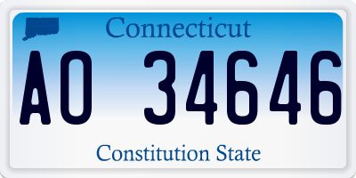 CT license plate AO34646