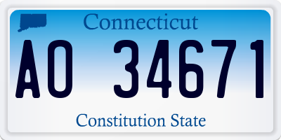 CT license plate AO34671