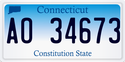 CT license plate AO34673