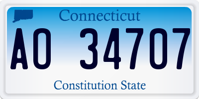 CT license plate AO34707