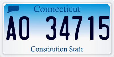 CT license plate AO34715
