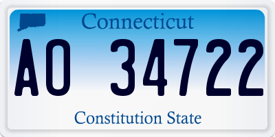 CT license plate AO34722