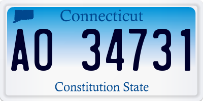 CT license plate AO34731