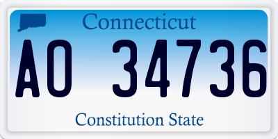 CT license plate AO34736