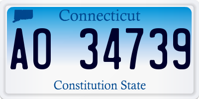 CT license plate AO34739
