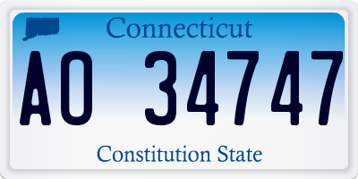 CT license plate AO34747