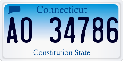CT license plate AO34786