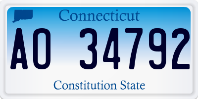 CT license plate AO34792