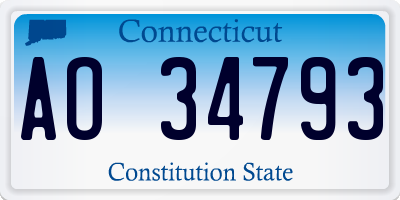 CT license plate AO34793