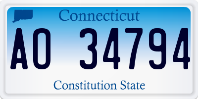 CT license plate AO34794