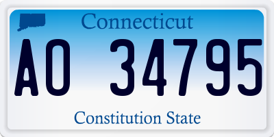 CT license plate AO34795