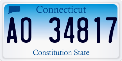 CT license plate AO34817