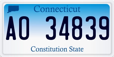 CT license plate AO34839