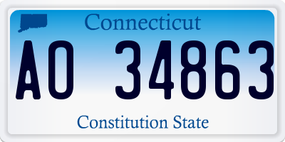 CT license plate AO34863