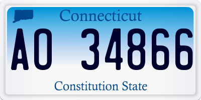 CT license plate AO34866