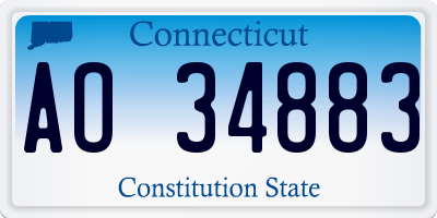 CT license plate AO34883