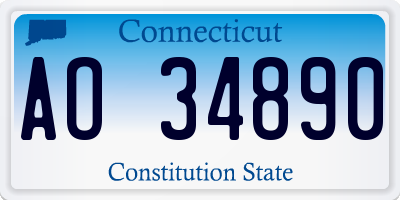 CT license plate AO34890