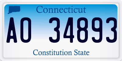 CT license plate AO34893