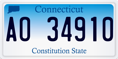CT license plate AO34910
