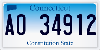 CT license plate AO34912