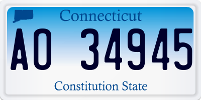CT license plate AO34945