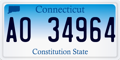 CT license plate AO34964