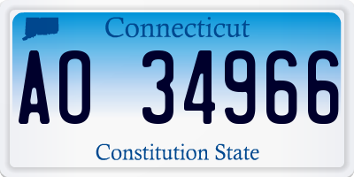 CT license plate AO34966