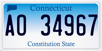CT license plate AO34967