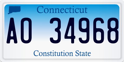 CT license plate AO34968