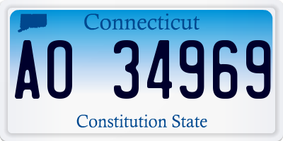 CT license plate AO34969
