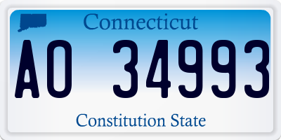 CT license plate AO34993