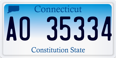 CT license plate AO35334