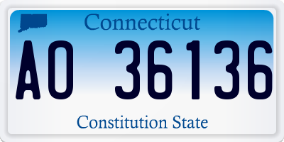 CT license plate AO36136