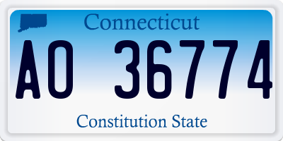 CT license plate AO36774