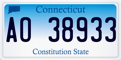 CT license plate AO38933