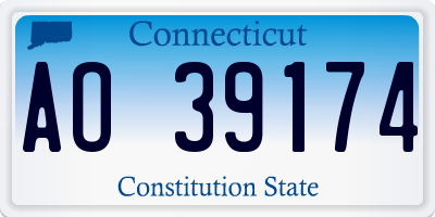 CT license plate AO39174