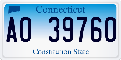 CT license plate AO39760