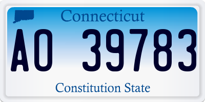 CT license plate AO39783