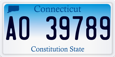 CT license plate AO39789