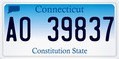 CT license plate AO39837