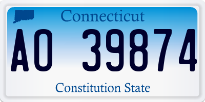 CT license plate AO39874