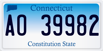 CT license plate AO39982