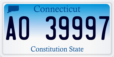 CT license plate AO39997
